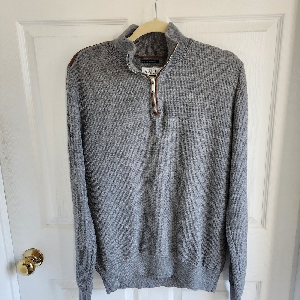 Alcott Gray Half Zip Sweater Cotton/cashmere Blend